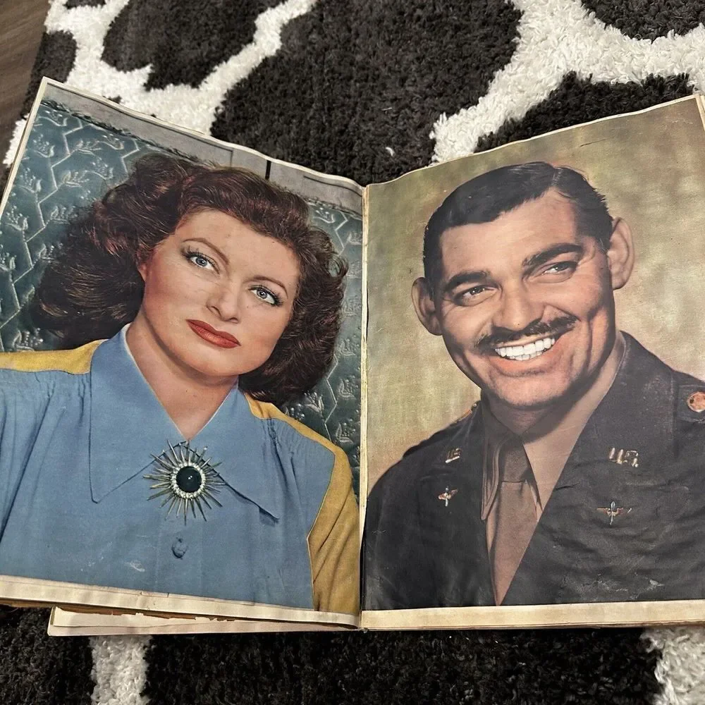 Vintage Handmade Movie Star Celebrity WW2 Magazine Clippings‎ Scrapbook 40’s